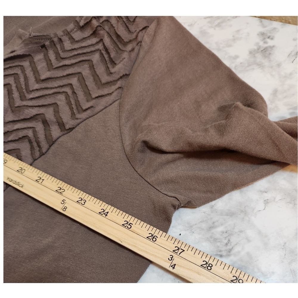 St Johns Bay Womens 3X Brown 3/4 Sleeve Textured Chevron Split Neck Tunic Top - Picture 4 of 5